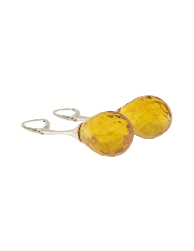 Polished Cognac Baltic Amber Drop Earrings
