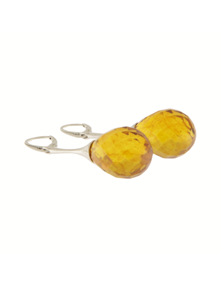 Polished Cognac Baltic Amber Drop Earrings