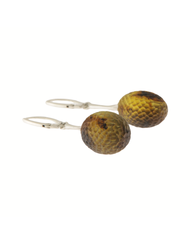 Green Baltic Amber Textured Drop Earrings