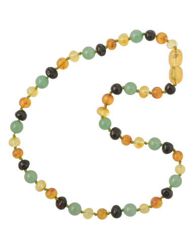 Multi Baroque Baltic Amber & Aventurine Necklace for Child