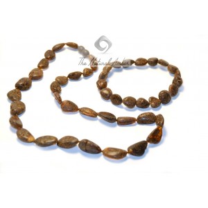Raw Green Amber Necklace and Bracelet Set