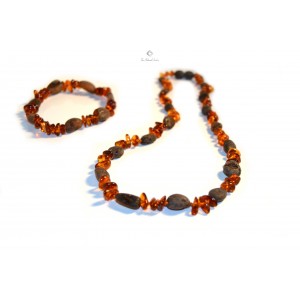 Baltic Amber Olive and Baroque Mix Bracelet and Necklace Set