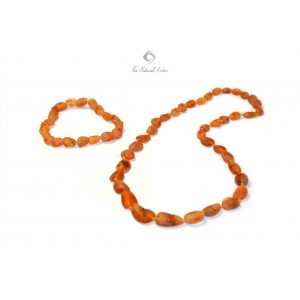 Raw Cognac Olive Shape Amber Necklace...