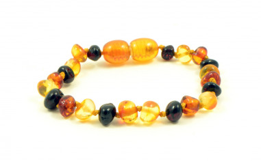 3 Color Multi Polished Baroque Amber Beads Baby Bracelet-Anklet