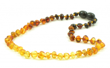 Reversed Rainbow Polished Baroque Baltic Amber Beads Necklace for Baby