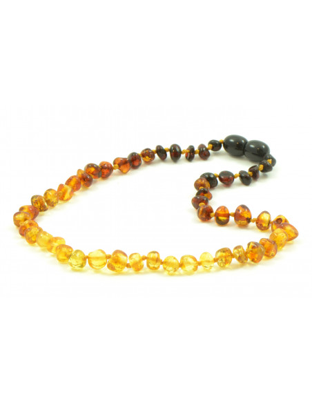 Reversed Rainbow Polished Baroque Baltic Amber Beads Necklace for Baby