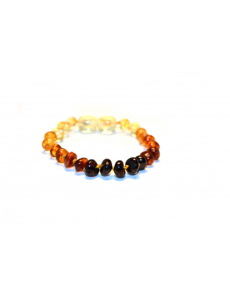 Rainbow Baroque Polished Amber Bead Bracelet-Anklet for Baby