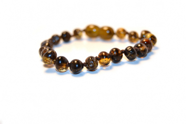 Green Polished Baroque Amber Beads Bracelet-Anklet for Baby