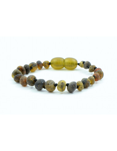 Raw Green Baroque Amber Beads Bracelet-Anklet for Baby