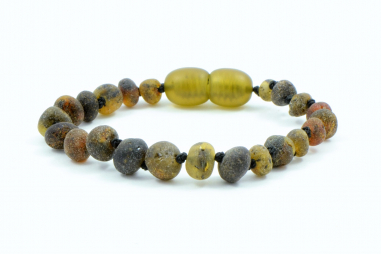 Raw Green Baroque Baltic Amber Teething Bracelet-Anklet for Baby