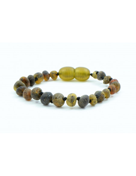 Raw Green Baroque Baltic Amber Teething Bracelet-Anklet for Baby