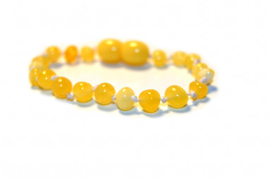 Milky Polished Baroque Baltic Amber Teething Bracelet-Anklet for Baby