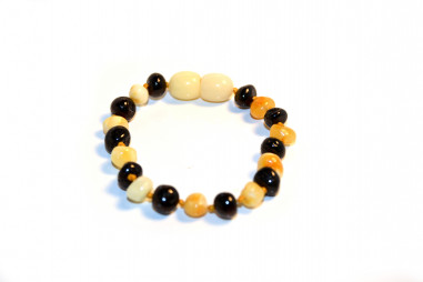 Milky & Cherry Polished Baroque Amber Teething Bracelet-Anklet for Baby