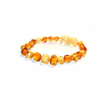 Cognac & Lemon Polished Baroque Baltic Amber Beads Teething Bracelet-Anklet