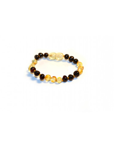 3 Lemon & 3 Cherry Polished Baroque Amber Beads Baby Bracelet-Anklet