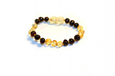 3 Lemon & 3 Cherry Polished Baroque Baltic Amber Beads Bracelet