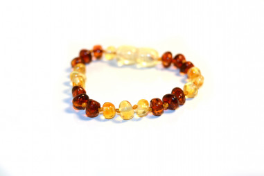 3 Cognac & 3 Lemon Polished Baroque Baltic Amber Teething Bracelet