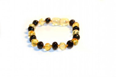 Lemon & Cherry Polished Baroque Baltic Amber Teething Bracelet