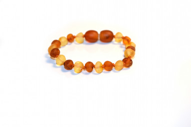Cognac & Lemon Raw Baroque Baltic Amber Teething Bracelet