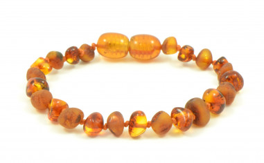 Cognac Raw & Cognac Polished Baroque Baltic Amber Teething Bracelet