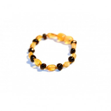 Lemon Olive & Cherry Baroque Polished Baltic Amber Teething Bracelet