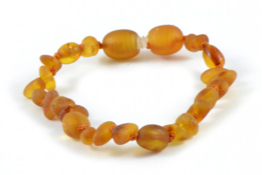 Cognac Half Baroque & Olive Raw Baltic Amber Teething Bracelet