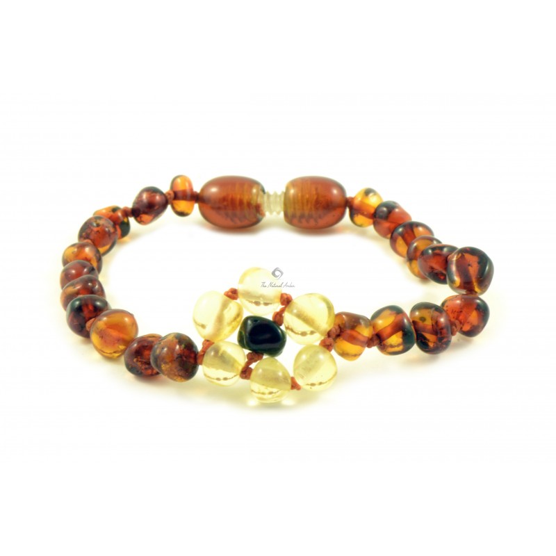 Cognac Baltic Amber Teething Bracelet for Baby 5.5 Inches 
