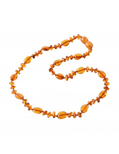 Cognac Olive & Cognac Baroque Polished Baltic Amber Teething Necklace