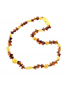Lemon Olive & 3 Cognac Baroque Polished Baltic Amber Beads Necklace for Baby