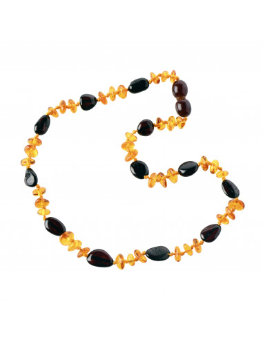 Cherry Olive & 3 Cognac Baroque Polished Baltic Amber Teething Necklace