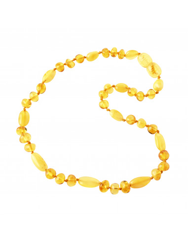 Milky Olive & 3 Lemon Baroque Polished Baltic Amber Teething Necklace