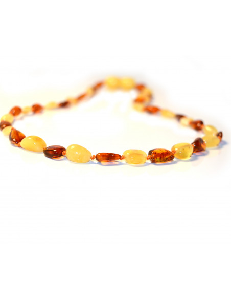 Cognac & Milky Olive Polished Amber Teething Necklace for Baby