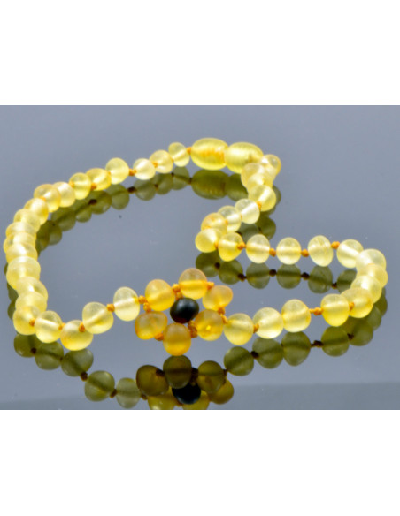 Lemon Raw Amber Beads Necklace for Baby with Honey Raw Flower
