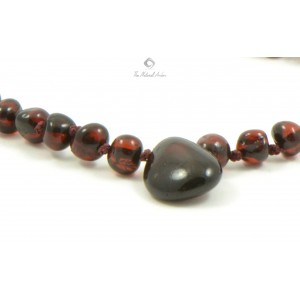 Cherry Baroque Polished Amber Beads Baby Necklaces With Cherry Amber Pendant