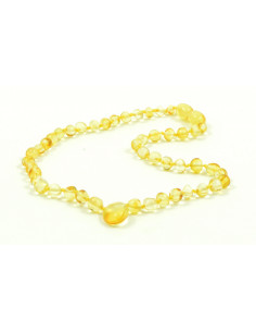 Lemon Baroque Polished Amber Beads Necklace for Baby with Lemon Amber Pendant
