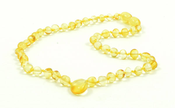 Lemon Baroque Polished Amber Beads Necklace for Baby with Lemon Amber Pendant
