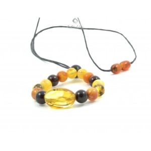 Multi Color Round Polished Amber Necklace for Mothers