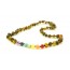 Green Baroque Polished Amber & Chakra Gemstones Necklace for Child