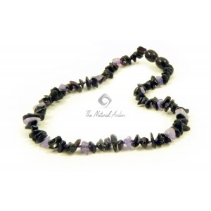 Cherry Chip Polished Amber & Amethyst Chip Necklace for Child