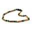 Necklace from Hazelnut Wood Sticks for Child  with Cherry Baroque Polisched Amber & African Jade