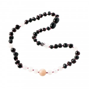 Cherry Baroque Polished Amber & Moonstone  Necklace for Child