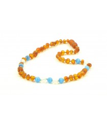Cognac Baroque Raw Amber & Cat Eye & Opalite  Necklace for Child