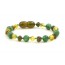 Green Baroque Polished  & Raw Baltic Amber & African Jade Beads Teething Bracelet-Anklet