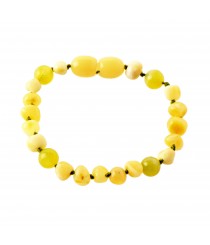 Milky Baroque Polished Amber and Peridot Beads Bracelet-Anklet for Child