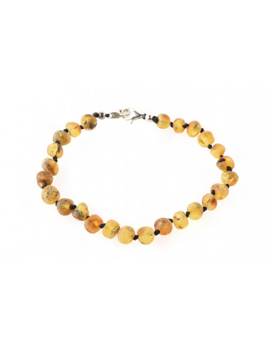 Green Baroque Raw Amber Anklet for Adult with 925 Sterling Silver Clasp
