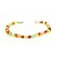 Cognac & Lemon Baroque Polished Amber and Morganite (Beryl) Beads Anklet for Adult with 925  Sterling Silver Clasp