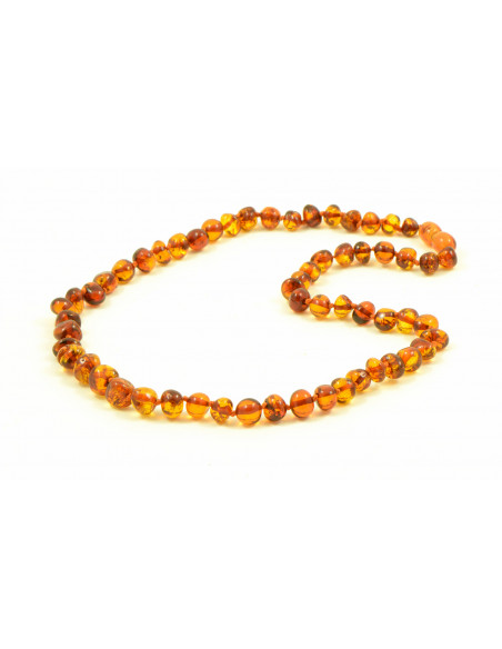 Cognac Baroque Polished Amber Beads Necklace for Adult