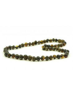 Green Baroque Half Polished Amber Beads Necklace for Adult