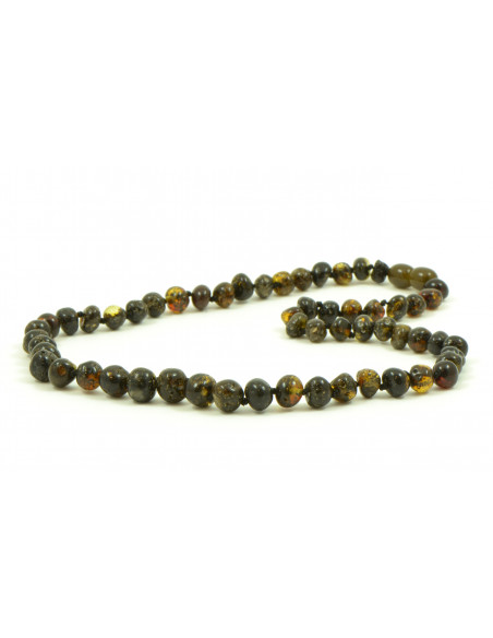 Green Baroque Half Polished Baltic Baltic Amber Necklace for Adult