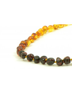 Rainbow Baroque Polished Amber Beads Necklace for Adult